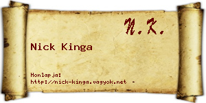 Nick Kinga névjegykártya